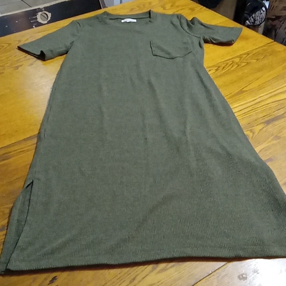 MADEWELL WOMENS Dress MIDI LONG Dark Green Knitted Knit Stretch Used Preowned - Picture 1 of 9
